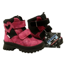 Dívčí kožené sněhové boty vodotěsné boty Te-Por Mazurek 1351 Pink růžový 7