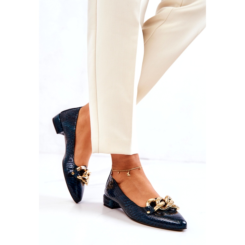 Alberto Violli Kožené Balerínky lakované s řetízkem, zelené zelená 3