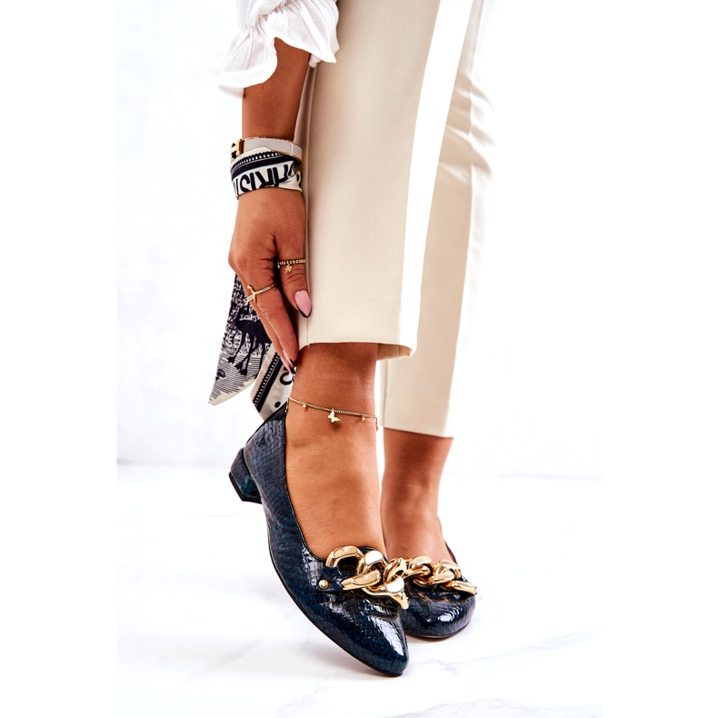 Alberto Violli Kožené Balerínky lakované s řetízkem, zelené zelená 1