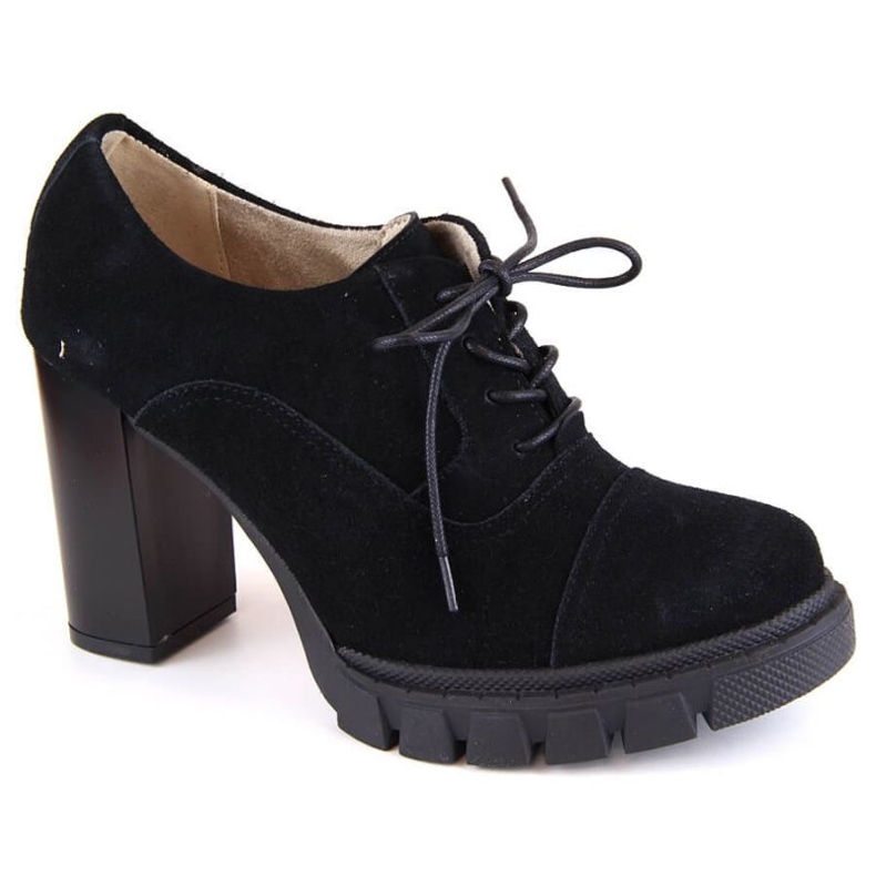 Kožené boty na podpatku a platformě Filippo W PAW473A, černé černá 1