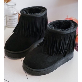 Zateplené dětské sněhule s ozdobnými třásněmi, Black Nimia černý 1