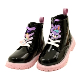 Lakované holínky s ozdobnými sponami Miss 23DZ23-6582 černé černá 1