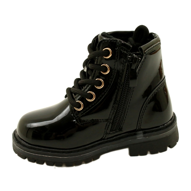 Miss Dívčí lakované kozačky, hvězda 23DZ23-6593, černá černý 1