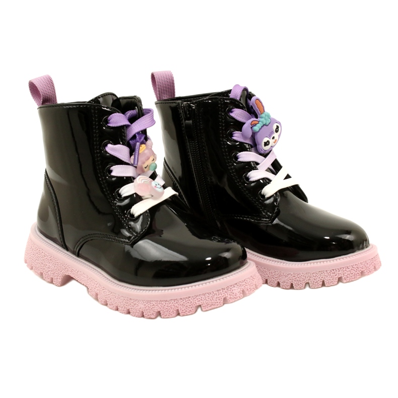 Lakované holínky s ozdobnými sponami Miss 23DZ23-6582 černé černá 4