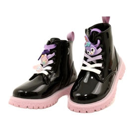 Lakované holínky s ozdobnými sponami Miss 23DZ23-6582 černé černá 3