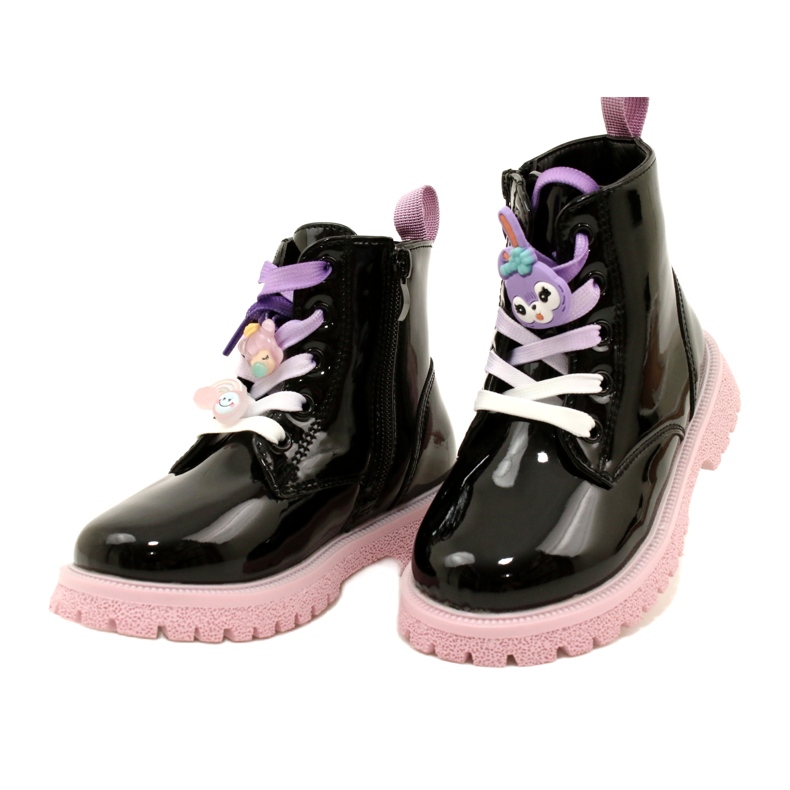 Lakované holínky s ozdobnými sponami Miss 23DZ23-6582 černé černá 3