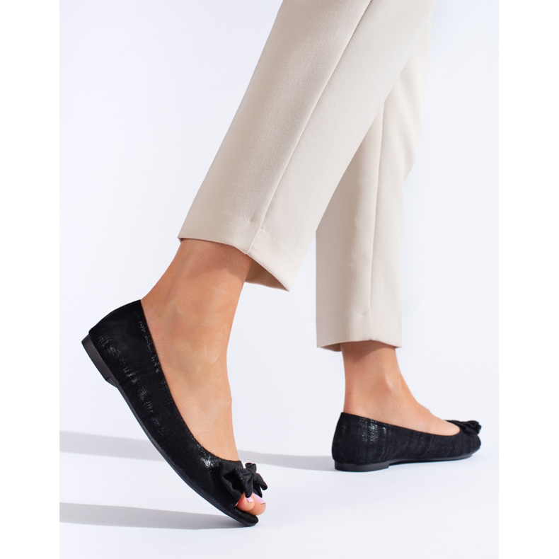 Goodin Baleríny s otevřenou špičkou s mašlí černá 1