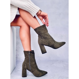 Semišové kozačky na podpatku značky Natalie Green zelená 1