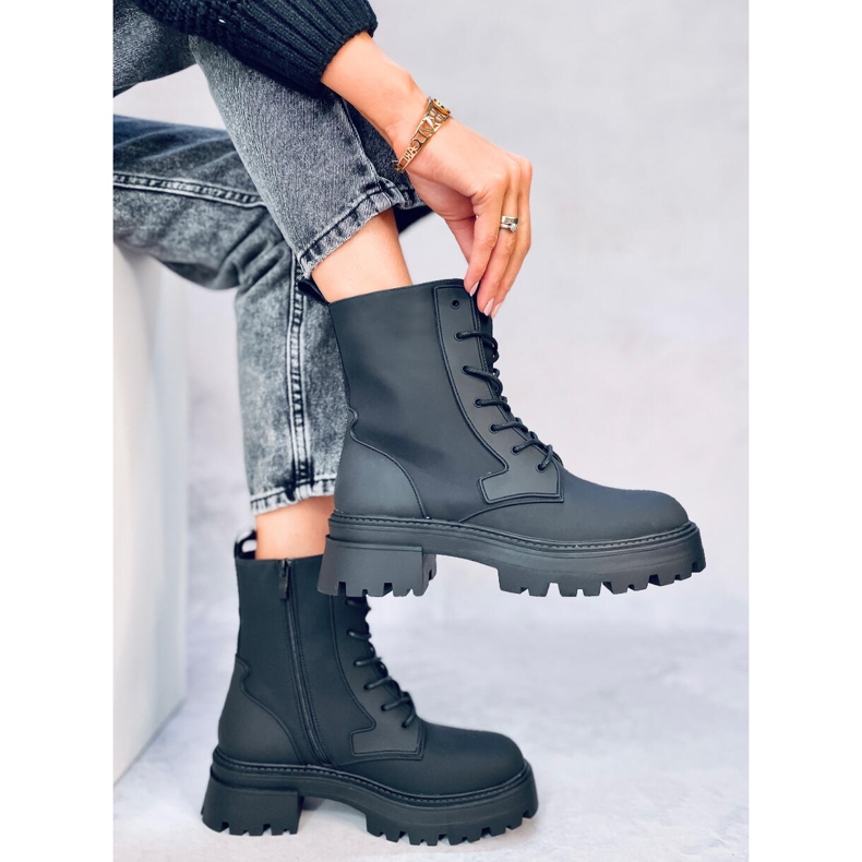 Šněrovací kozačky Tamar Black černý 2