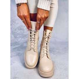 Kozačky s elastickým svrškem Cass Beige béžový 1