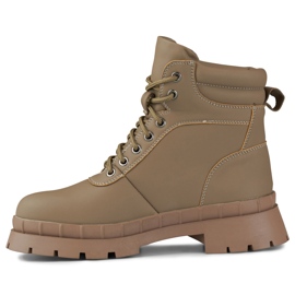 Hnědé dámské kozačky na šněrování béžový 2 Hnědé dámské kozačky na šněrování béžový 2