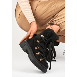 Dámské černé kožešinové sněhule černý 1