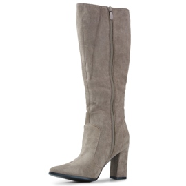 Dámské kozačky nad kolena béžový 1 Dámské kozačky nad kolena béžový 1