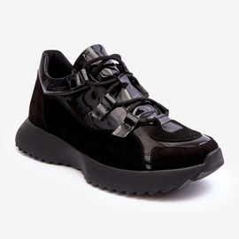 Kožená patentovaná dámská sportovní obuv M01/2 Zazoo Black černá 1 Kožená patentovaná dámská sportovní obuv M01/2 Zazoo Black černá 1