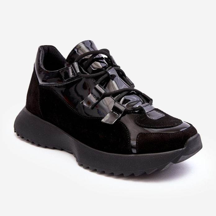 Kožená patentovaná dámská sportovní obuv M01/2 Zazoo Black černá 1 Kožená patentovaná dámská sportovní obuv M01/2 Zazoo Black černá 1