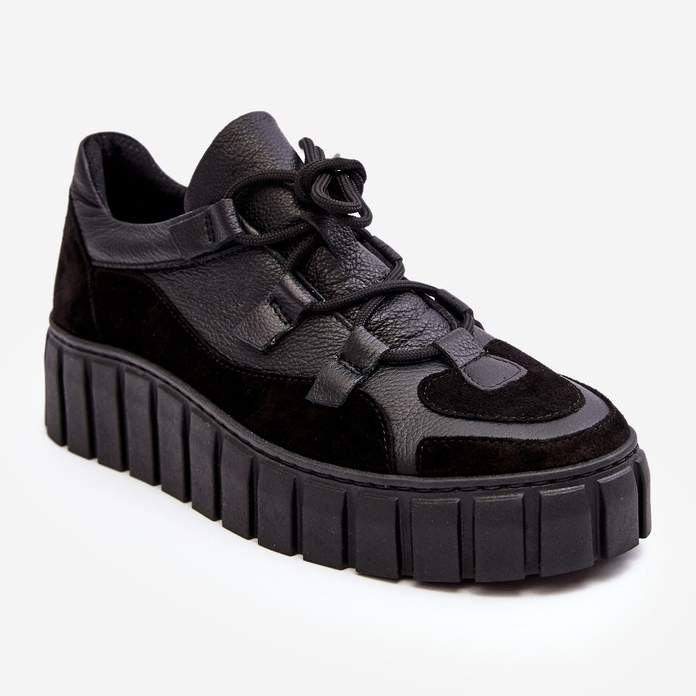 Dámská kožená sportovní obuv na platformě M01/1 Zazoo Black černý 1