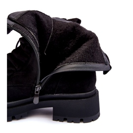 Seastar Semišové zateplené pracovní boty na plochém podpatku, černá gondola 1