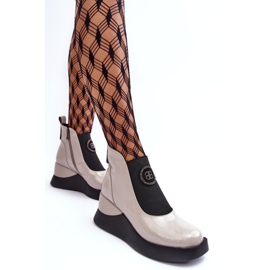 Kožené boty na klínku S.Barski MR870-22 Světle šedá 2