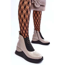 Kožené boty na klínku S.Barski MR870-22 Světle šedá 3