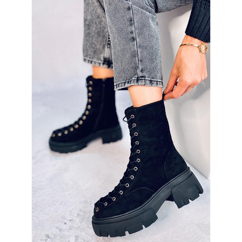 Dámské šněrovací kozačky Wayne Black černý 1