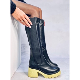 Kozačky s barevnou podrážkou od Woods BLACK/BLUE černý 2