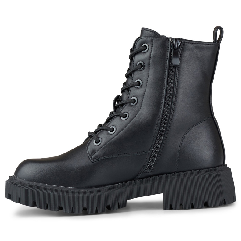 Černé dámské šněrovací kotníkové boty z ekokůže černá 2