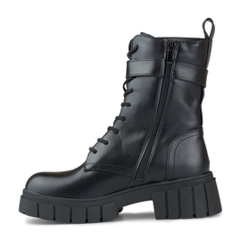 Stylové černé dámské dělnické boty se silnou podrážkou černá 5