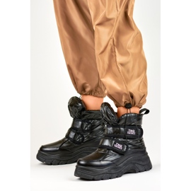 Černé dámské sněhule na suchý zip černý 2