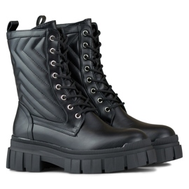 Dámské černé šněrovací pracovní boty s ozdobným svrškem černá 4