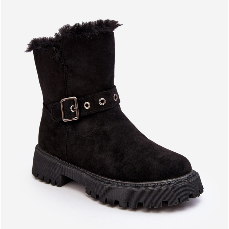 Vinceza Dámské kotníkové boty s kožíškem na zip černé Morcos černá 1