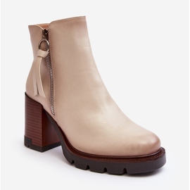 Vinceza Dámské kožené kotníkové boty Béžová Brittney béžový 1
