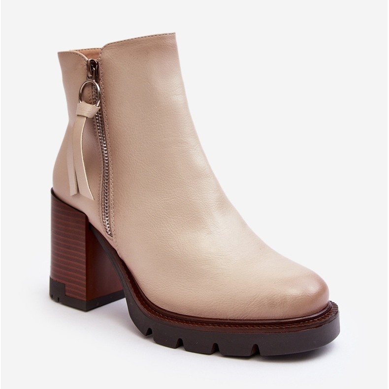 Vinceza Dámské kožené kotníkové boty Béžová Brittney béžový 1