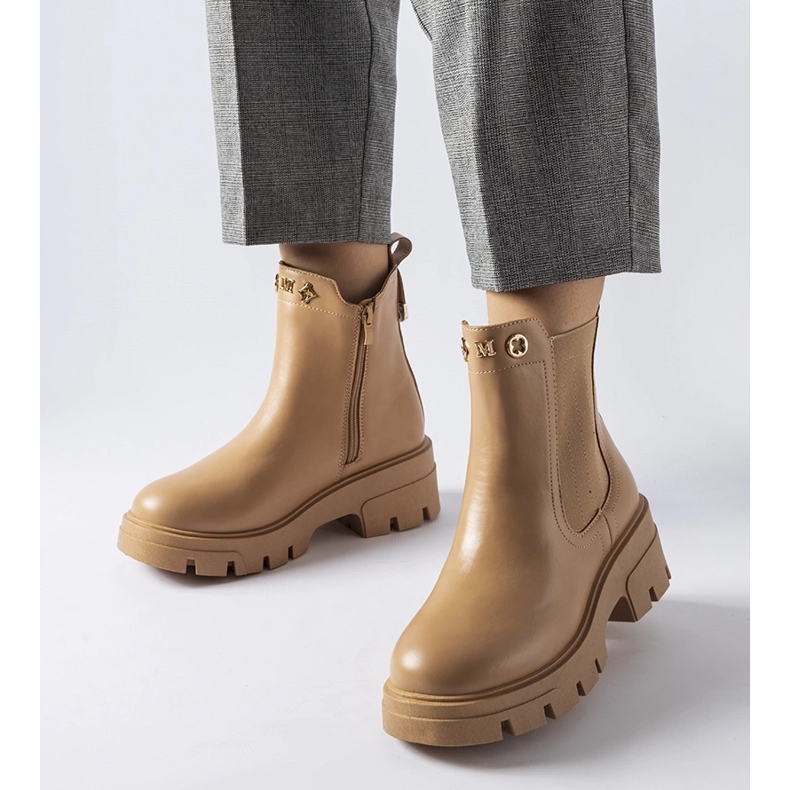 Béžové zateplené ozdobné kotníkové boty značky Federica béžový 1