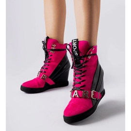 Růžové a černé tenisky Pugliesi na klínku růžový 1