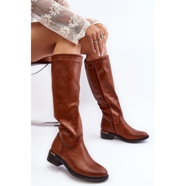 Dámské ploché kozačky nad kolena hnědé Aviare hnědý 2