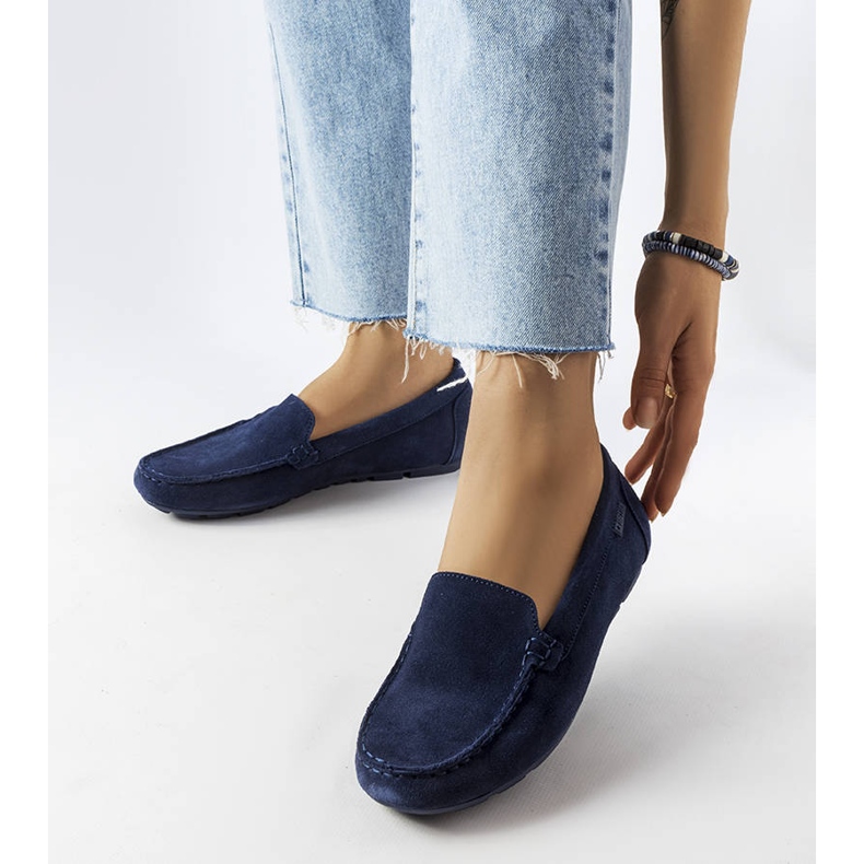 Big Star tmavě modré kožené mokasíny JJ274659 modrý 1