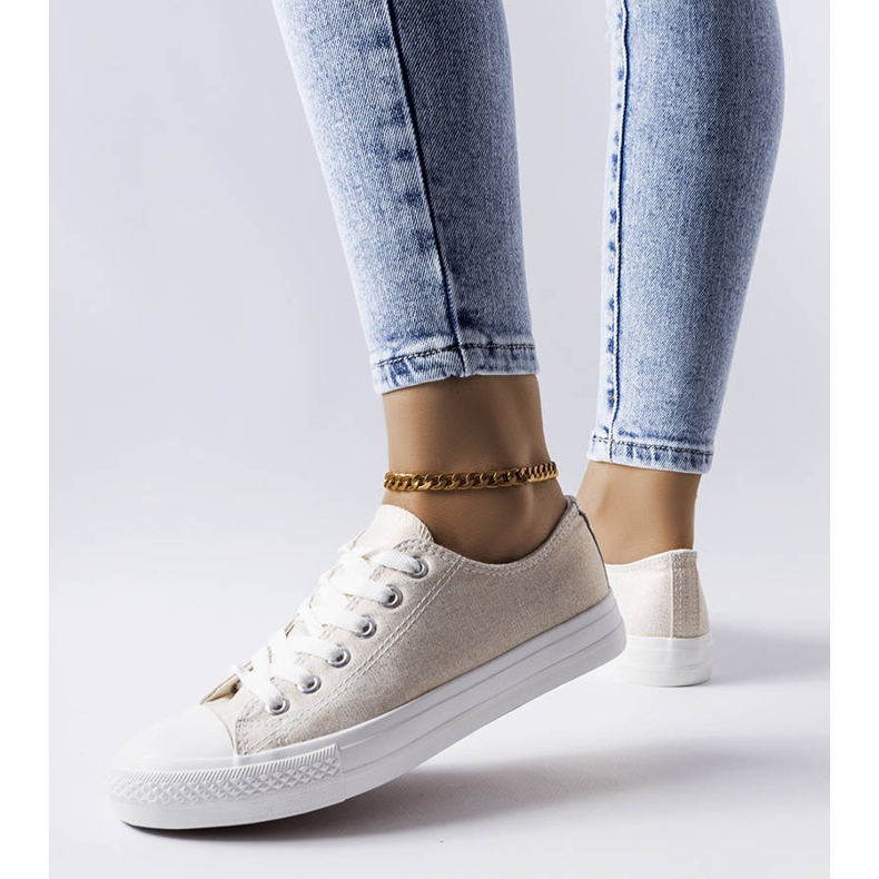 Vignette bílé lesklé tenisky béžový 1