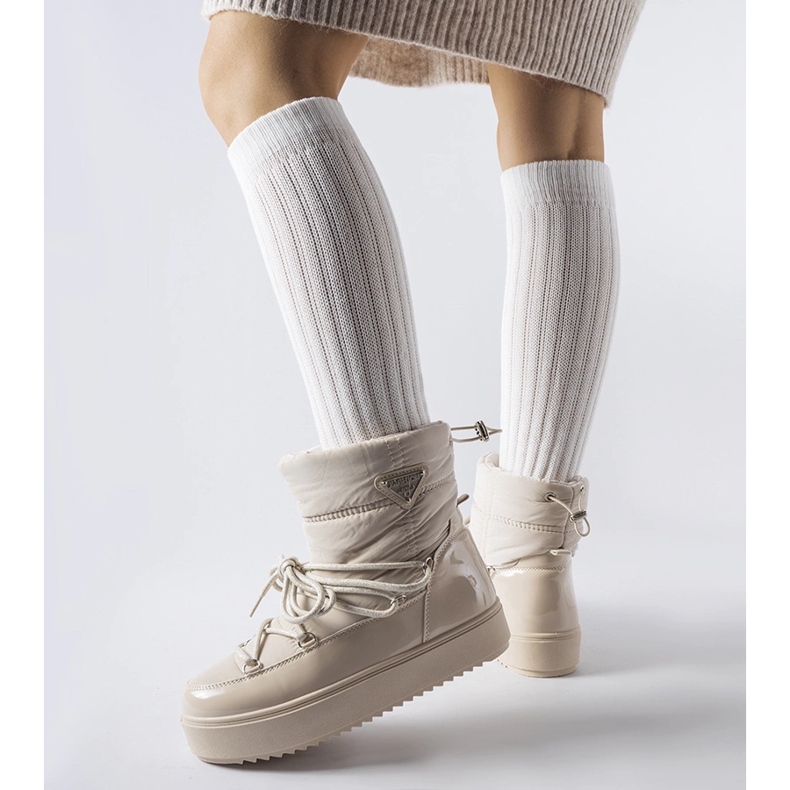 Béžové zateplené sněhule s elastickým Oslavia béžový 1