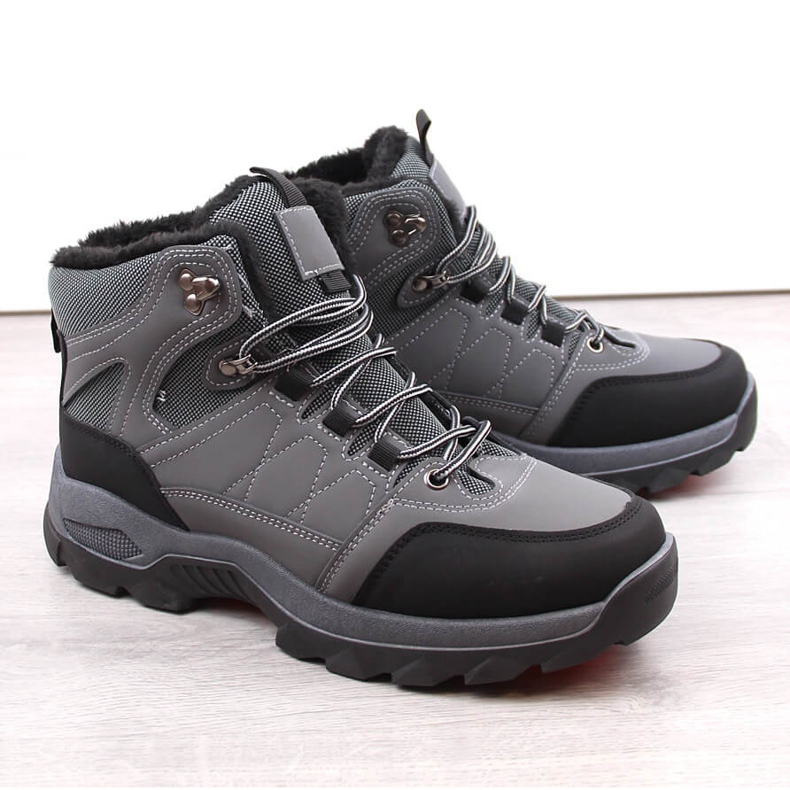 Pánské zateplené zimní vysoké boty šedé barvy šedá 1