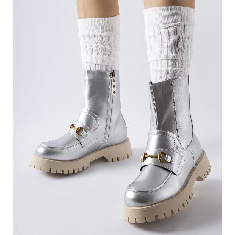 Stříbrné zateplené kotníkové boty Overlook stříbrný 1