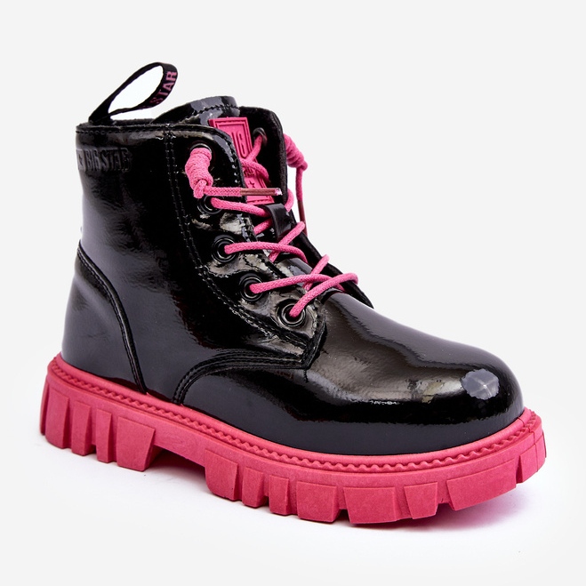 Zateplené patentované dětské boty Big Star MM374148 Black and Pink černý 1