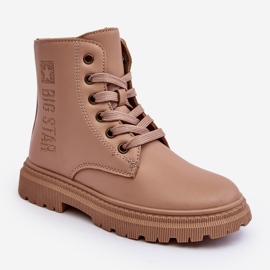 Dětské kožené zateplené boty Big Star MM374154 Béžová béžový 1 Dětské kožené zateplené boty Big Star MM374154 Béžová béžový 1