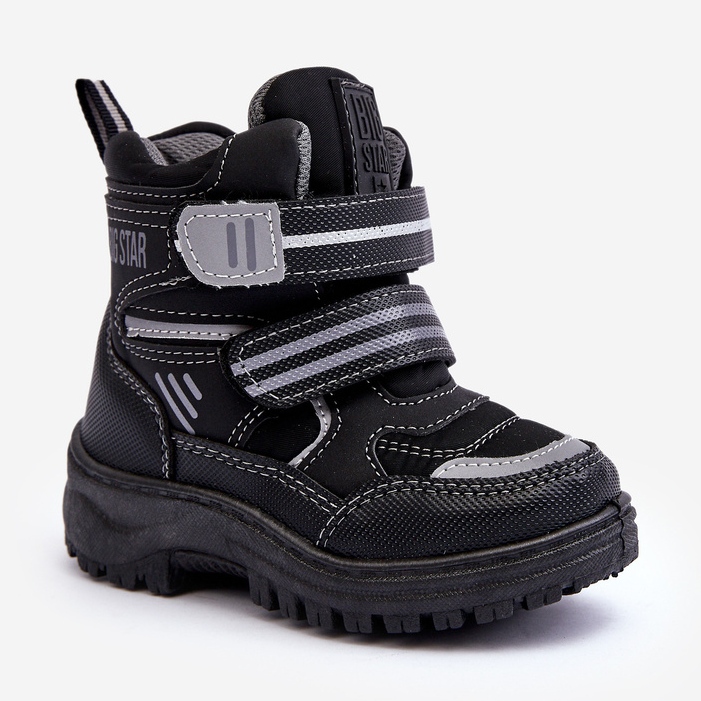Dětské zateplené boty na suchý zip Black Big Star MM374129 černý 1