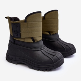 Dětské zateplené sněhule na suchý zip Khaki Big Star MM374123 zelený 1