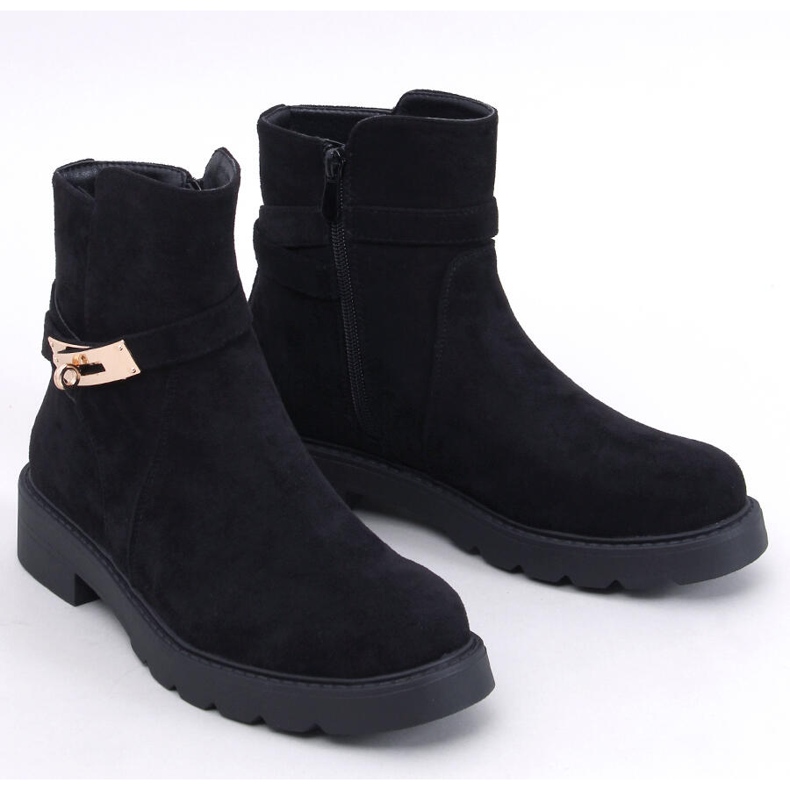 Drapers Černé semišové ploché kotníkové boty černá 1