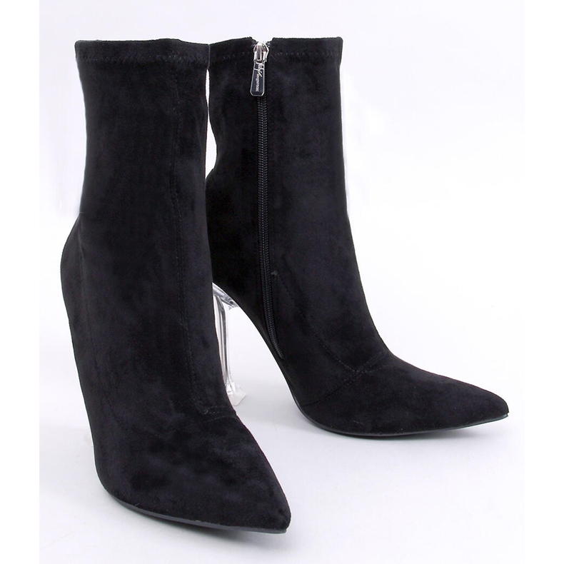 Průhledné kotníkové boty Merrisa Black na vysokém podpatku černá 1