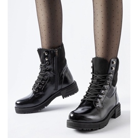 Černé zateplené dělnické boty černý 1