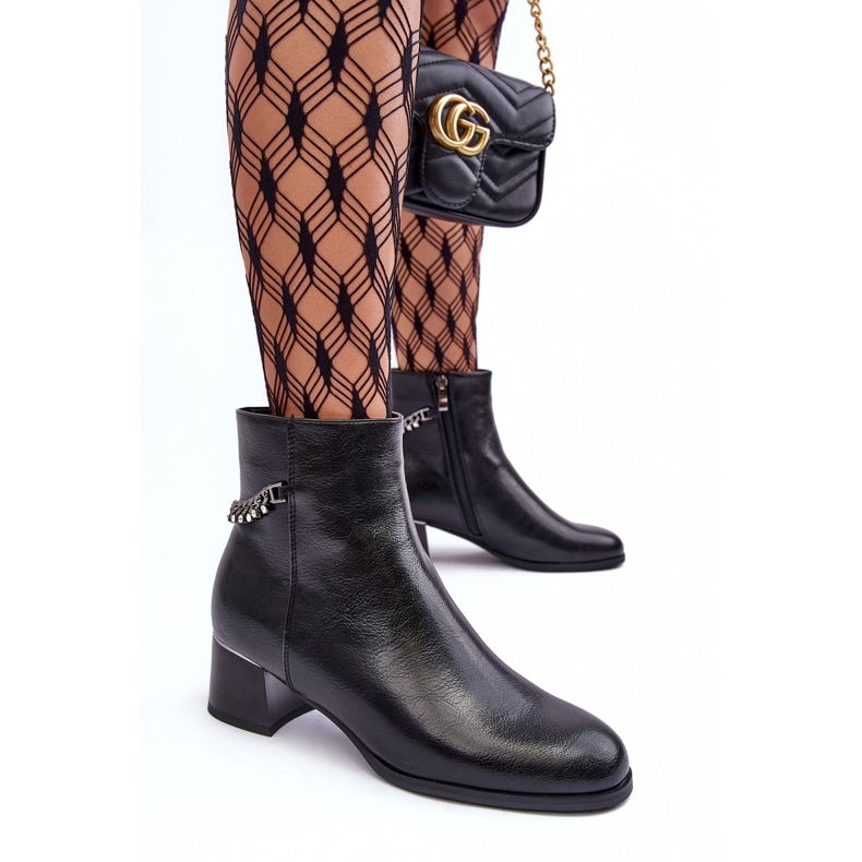 Seastar Dámské kožené boty s černým řetězem černá 2