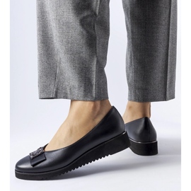 Černé balerínky s mašlí na klínku černá 1