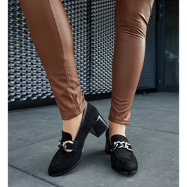 Černé lodičky s eko-semišovým blokem černý 1